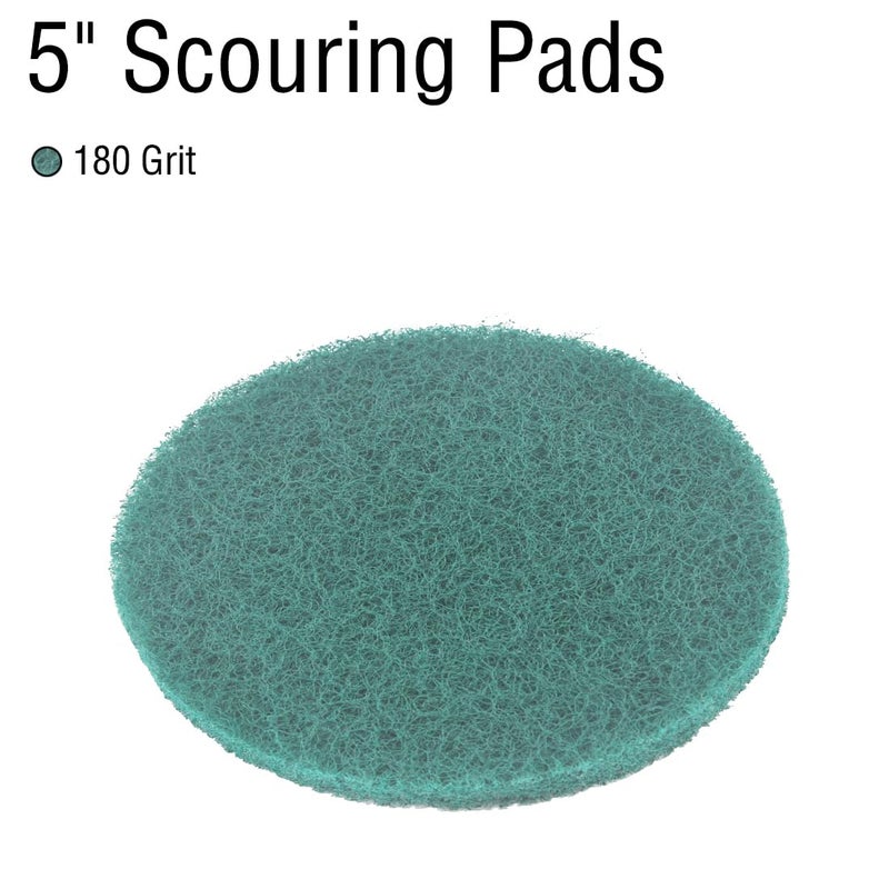 JUNLIXN 5 Inch 180 Grit Drill Brush Scrubber Scouring Pads, 20 Pcs Hook & Loop Power Scrubber Scouring Pad for Rotary Tools, Random Orbital Sander (Green) - Image 2